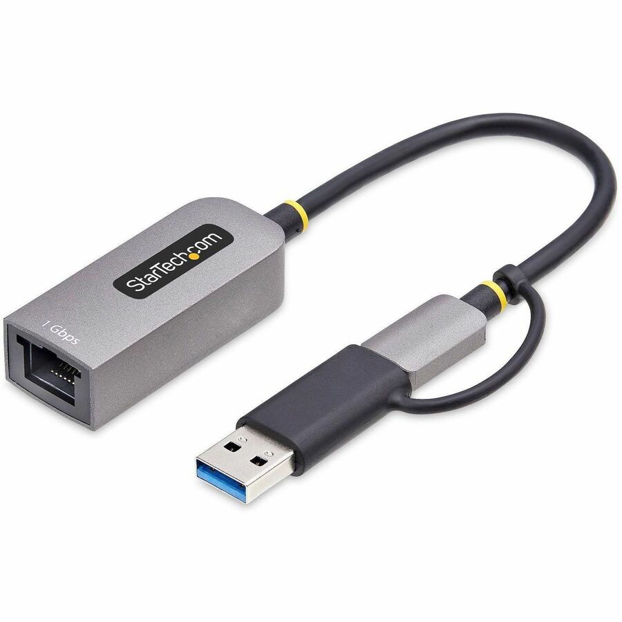 StarTech.com USB-C to to Ethernet Adapter with USB-A Dongle, 10/100/1000Mbps, USB 3.0 to Gigabit Network Adapter, Windows/macOS/Linux