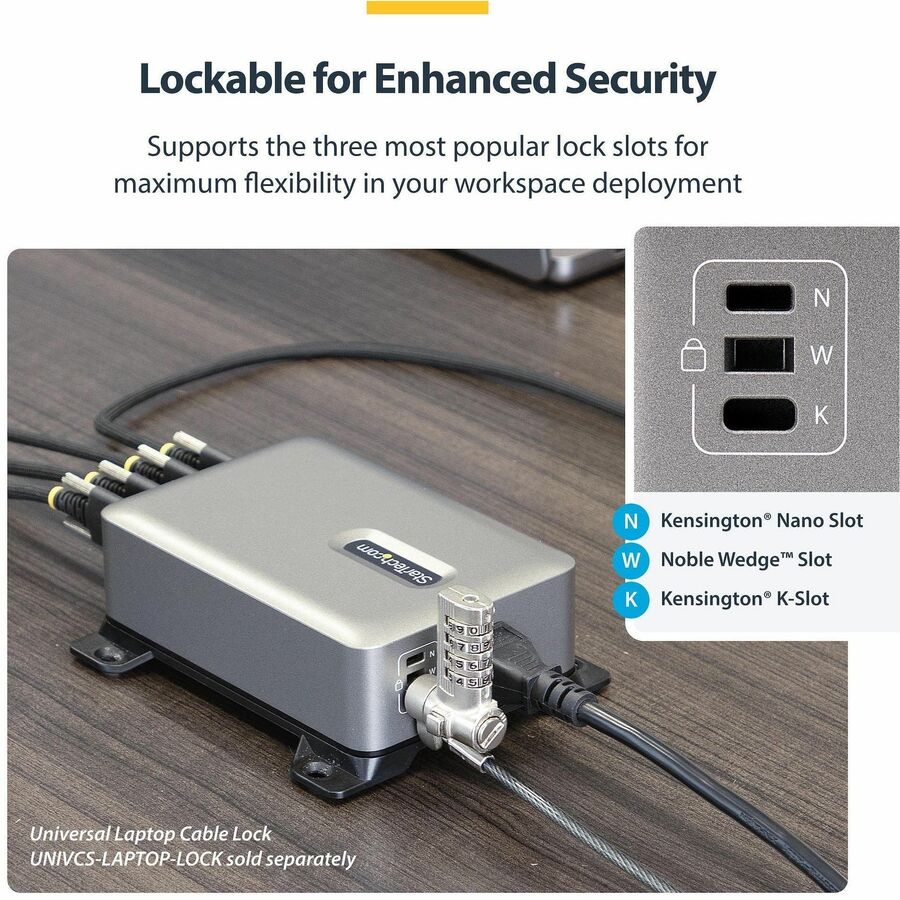 StarTech.com 4-Port Multi-Device USB-C Charger, 240W Total, Single Port 140W EPR, Screw Locking Ports, Ideal for Boardrooms