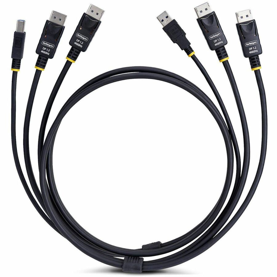 StarTech.com 6ft (1.8m) Dual-DisplayPort and USB 5Gbps KVM Cable, 4K 60Hz, Universally Compatible Combo Cable for KVM Switches