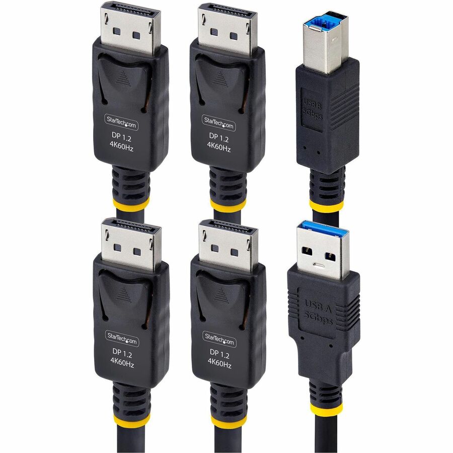 StarTech.com 6ft (1.8m) Dual-DisplayPort and USB 5Gbps KVM Cable, 4K 60Hz, Universally Compatible Combo Cable for KVM Switches