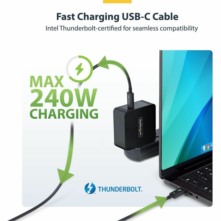 StarTech.com 2.6ft (80cm) Thunderbolt 5 Cable, 80Gbps/120Gbps, 240W PD, 8K 60Hz, Certified Thunderbolt Cable, Compatible w/TB4/USB-C