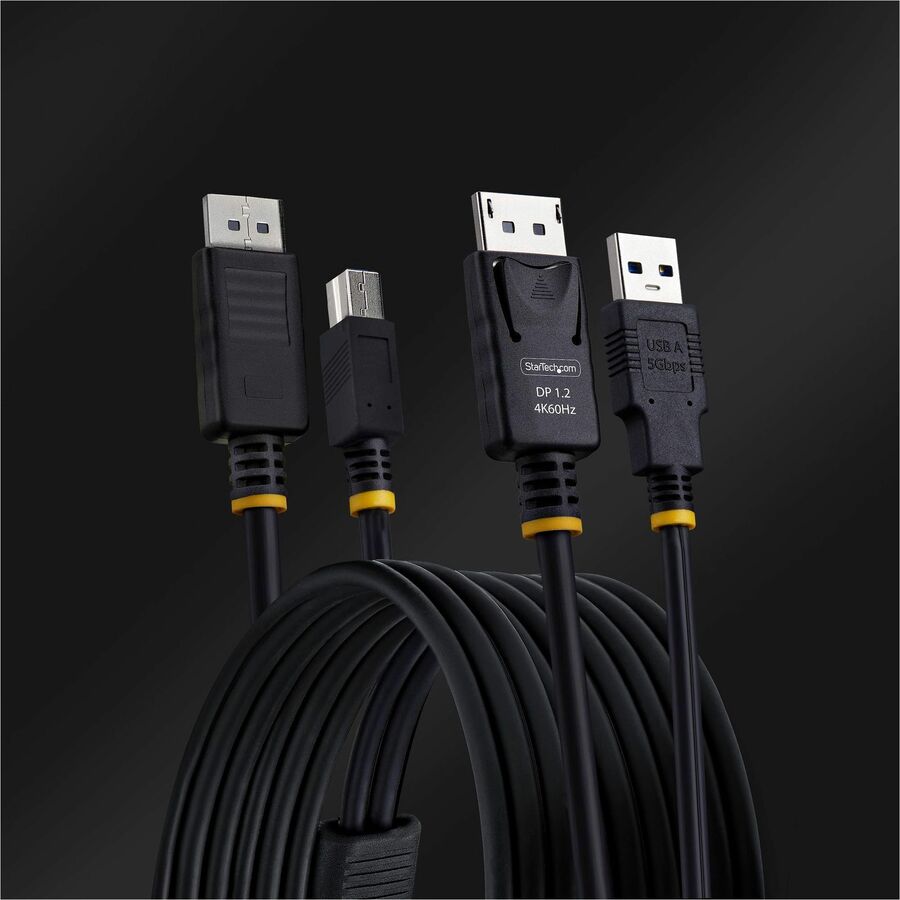 StarTech.com 6ft (1.8m) DisplayPort and USB 5Gbps KVM Cable, 4K 60Hz, Universally Compatible DP 1.2/USB 3.0 Combo Cable for KVM Switches