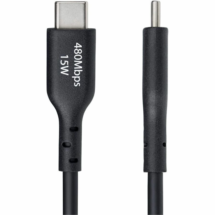StarTech.com 1ft (30cm) USB-A to USB-C Charging Cable, Charge & Sync, 3A, USB 2.0, TPE Jacket - Black USB Charging Cord