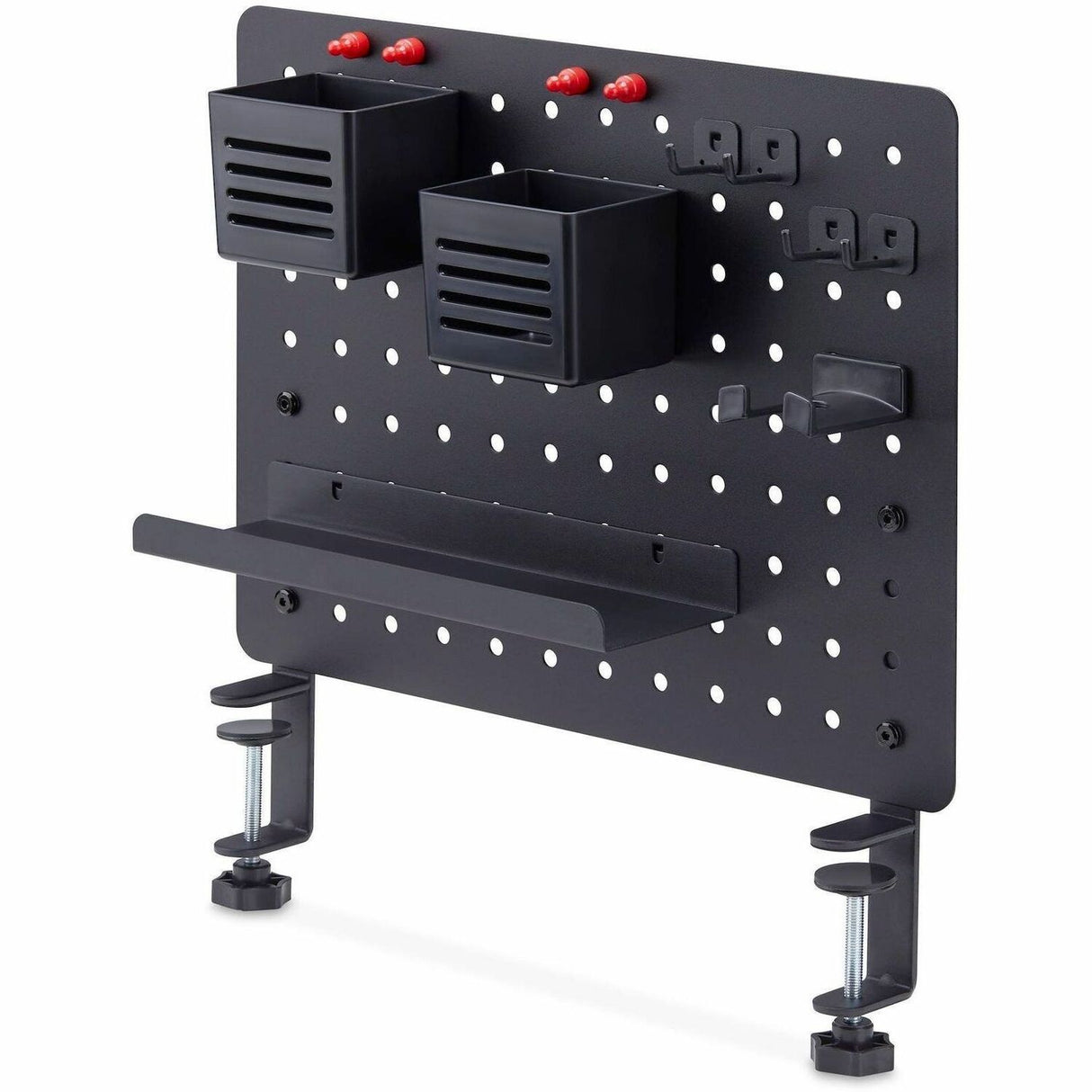 StarTech.com Clamp-On Pegboard with Accessories, 16.5x12.5in, Steel Peg Board, Desktop Storage Organizer, Black