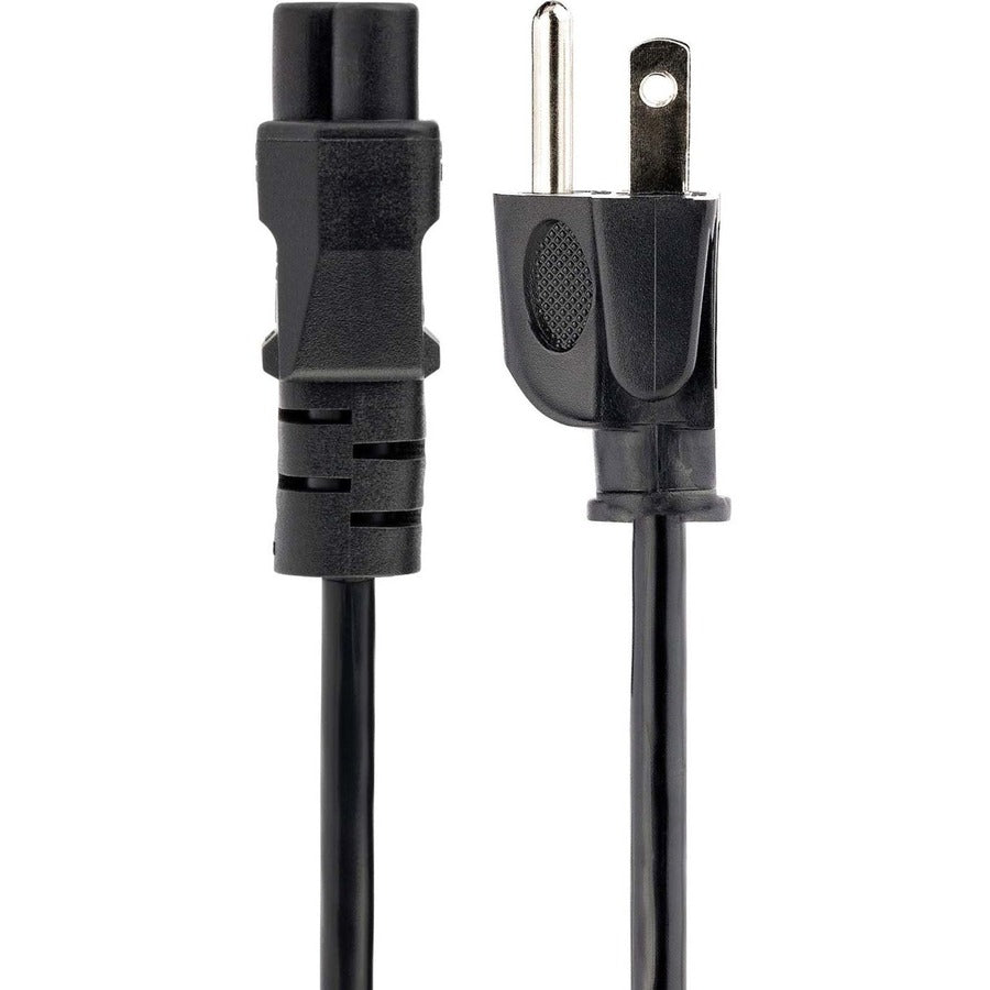 Câble d'alimentation StarTech.com pour ordinateur portable (1,8 m), NEMA 5-15P vers C5 (trèfle), 10 A 125 V, 18 AWG, cordon de remplacement pour ordinateur portable, câble d'alimentation