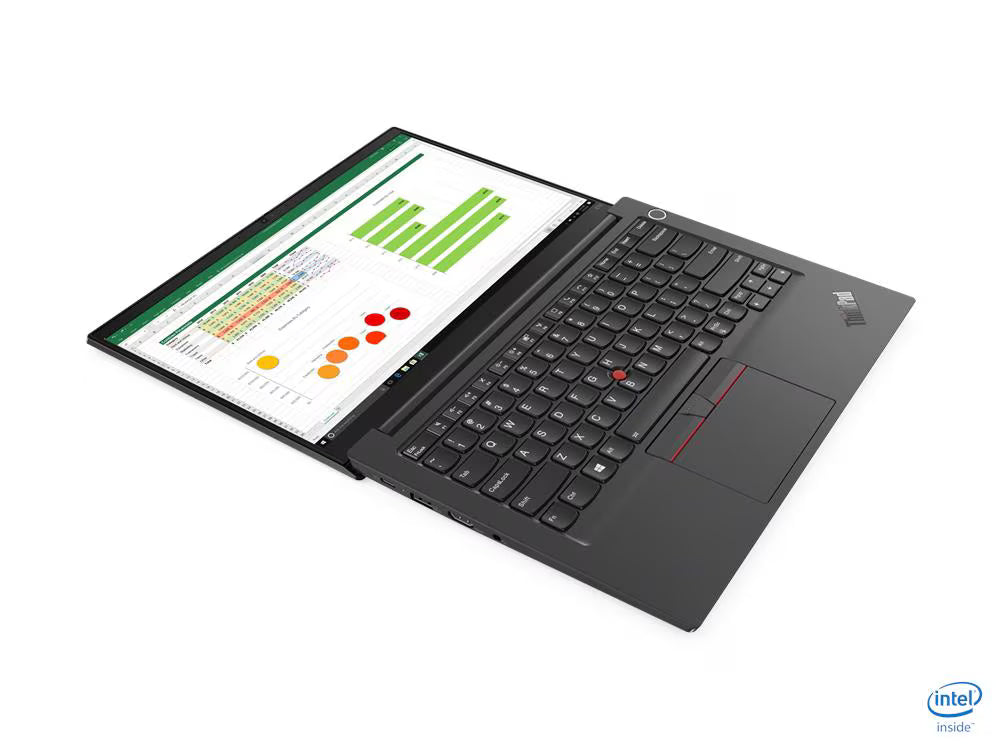 Open laptop displaying a spreadsheet with graphs on a white background