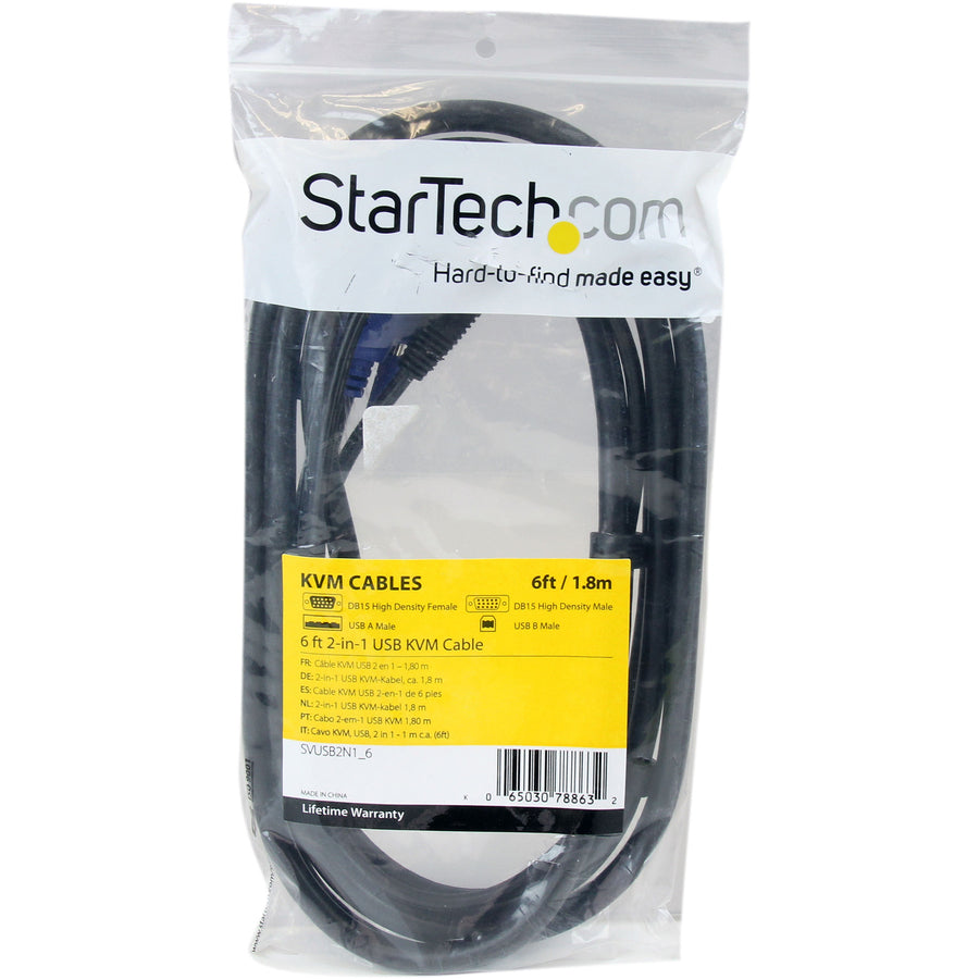Câble KVM USB 2 en 1 StarTech.com de 1,8 m