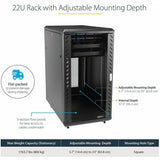 StarTech.com 4-Post 22U Server Rack Cabinet, 19" Data Rack Cabinet for Computer / IT Equipment, Home Network Rack, Half Height Server Rack
