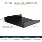 Étagère pour rack de serveur 2U StarTech.com - Plateau de montage en rack cantilever fixe de 40,6 cm de profondeur pour boîtier de données/audiovisuel/réseau de 48,3 cm (19 pouces) avec écrous cage et vis