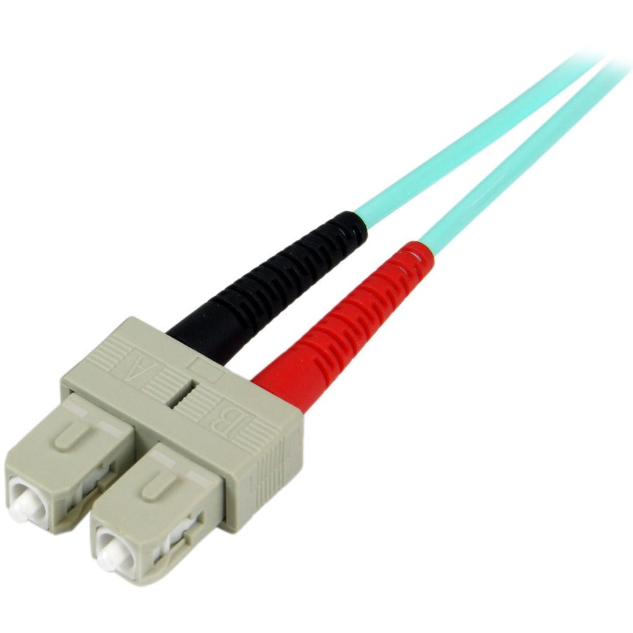 StarTech.com 10m (30ft) LC/UPC to SC/UPC OM3 Multimode Fiber Optic Cable, Full Duplex 50/125 Zipcord, 100G, LSZH Fiber Jumper Cord
