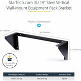 StarTech.com 3U 19" Wall Mount Vertical Rack Bracket, Patch Panel Wall Mount Bracket for AV/IT Equipment, 3U Rack for Cabinet/Server Room