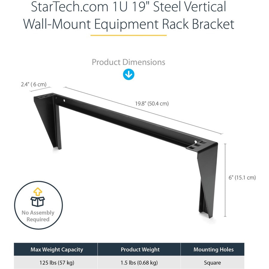 Support mural vertical en acier StarTech.com 1U 48 cm pour rack d'équipement