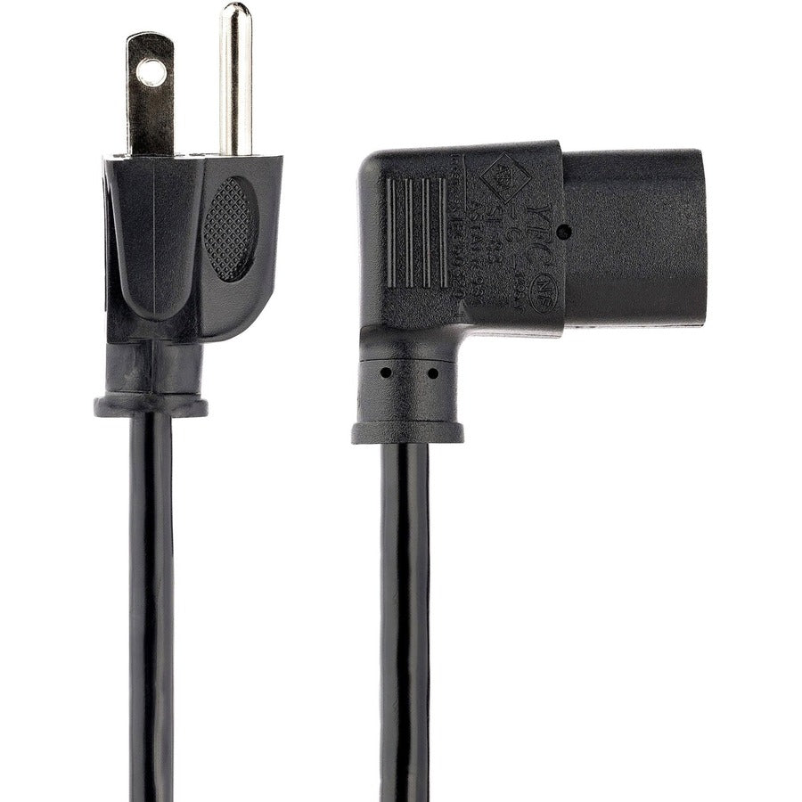 StarTech.com 10ft (3m) Computer Power Cord, NEMA 5-15P to Right Angle C13, 10A 125V, 18AWG, Replacement AC Power Cord, Monitor Power Cable