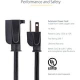 Rallonge d'alimentation StarTech.com de 2 m (6 pi), NEMA5-15R vers NEMA5-15P, noire, 13 A, 125 V, 16 AWG, pour ordinateur