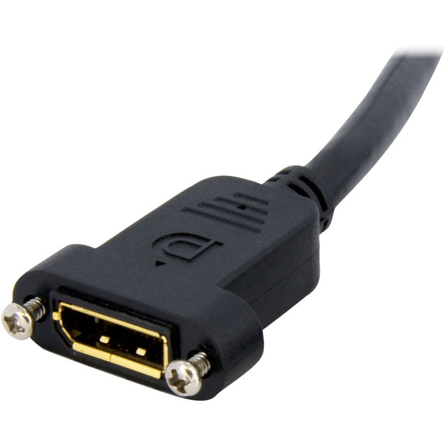 StarTech.com 3ft (1m) Panel Mount DisplayPort Cable, 4K x 2K Video, DisplayPort 1.2 Extension Cable Male to Female, DP Extender Cord