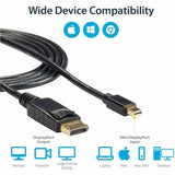 StarTech.com 6ft Mini DisplayPort to DisplayPort 1.2 Cable, 4K x 2K mDP to DisplayPort Adapter Cable, Mini DP to DP Cable for Monitor