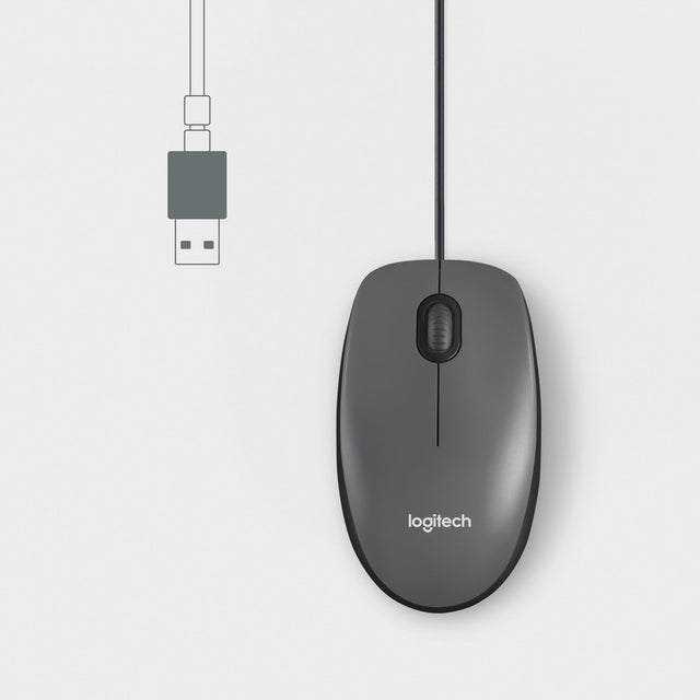 Logitech M100 Wired USB Mouse, 3-Buttons,1000 DPI Optical Tracking, Ambidextrous