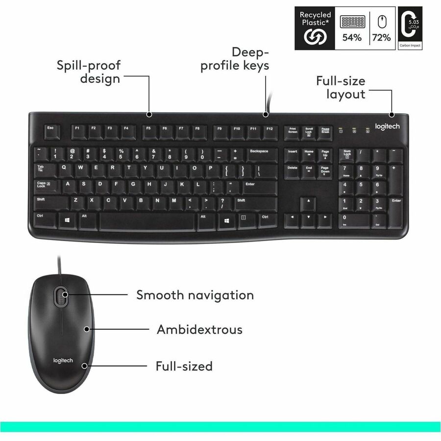 Ensemble combiné filaire de bureau Logitech MK120