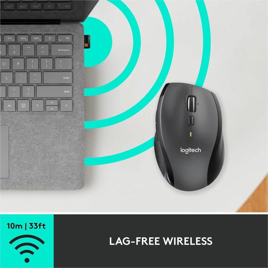 Logitech M705 Marathon Wireless Mouse, 2.4 GHz USB Unifying Receiver, 1000 DPI, 5-Programmable Buttons, 3-Year Battery, Compatible with PC, Mac, Laptop, Chromebook - Black