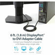 StarTech.com 6ft (1.8m) DisplayPort to DVI Cable, DisplayPort to DVI Adapter Cable, DP to DVI-D Converter, Replacement for DP2DVIMM6
