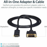 StarTech.com 6ft (1.8m) DisplayPort to DVI Cable, DisplayPort to DVI Adapter Cable, DP to DVI-D Converter, Replacement for DP2DVIMM6
