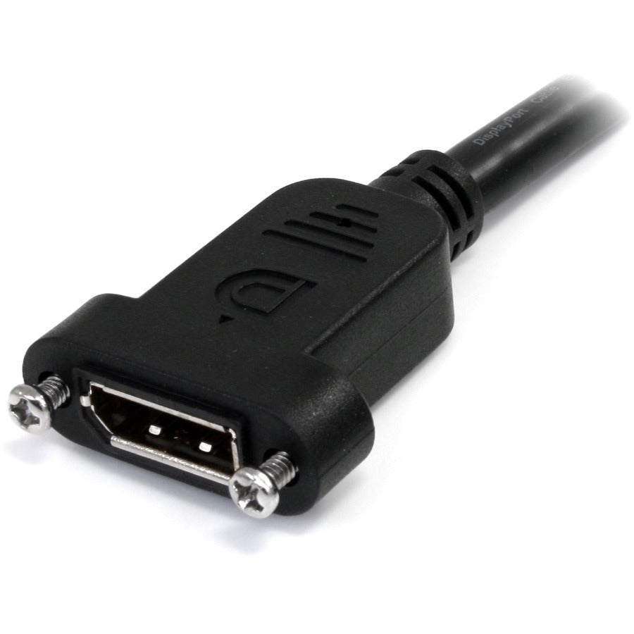 StarTech.com 3ft (1m) Panel Mount DisplayPort Cable, 4K x 2K Video, DisplayPort 1.2 Extension Cable Male to Female, DP Extender Cord