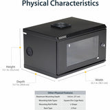 StarTech.com 2-Post 6U Wall Mount Network Cabinet w/ Acrylic Door, 19" Small Wall-Mounted Server Rack for Data / Computer Equipment