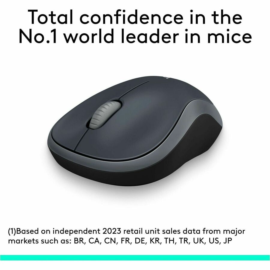 Logitech M185 Wireless Mouse, 2.4GHz with USB Mini Receiver, 12-Month Battery Life, 1000 DPI Optical Tracking, Ambidextrous, Compatible with PC, Mac, Laptop (Swift Grey)