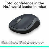 Logitech M185 Wireless Mouse, 2.4GHz with USB Mini Receiver, 12-Month Battery Life, 1000 DPI Optical Tracking, Ambidextrous, Compatible with PC, Mac, Laptop (Swift Grey)