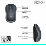 Logitech M185 Wireless Mouse, 2.4GHz with USB Mini Receiver, 12-Month Battery Life, 1000 DPI Optical Tracking, Ambidextrous, Compatible with PC, Mac, Laptop (Swift Grey)