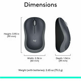 Logitech M185 Wireless Mouse, 2.4GHz with USB Mini Receiver, 12-Month Battery Life, 1000 DPI Optical Tracking, Ambidextrous, Compatible with PC, Mac, Laptop (Swift Grey)