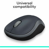 Logitech M185 Wireless Mouse, 2.4GHz with USB Mini Receiver, 12-Month Battery Life, 1000 DPI Optical Tracking, Ambidextrous, Compatible with PC, Mac, Laptop (Swift Grey)