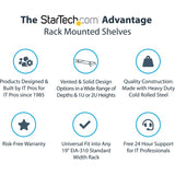 Étagère pour rack serveur 1U StarTech.com - Plateau de montage en rack cantilever fixe de 18 cm de profondeur pour boîtier de données/audiovisuel/réseau de 48 cm (19 pouces) avec écrous cage et vis