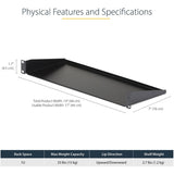 Étagère pour rack serveur 1U StarTech.com - Plateau de montage en rack cantilever fixe de 18 cm de profondeur pour boîtier de données/audiovisuel/réseau de 48 cm (19 pouces) avec écrous cage et vis