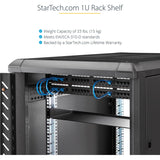 Étagère pour rack serveur 1U StarTech.com - Plateau de montage en rack cantilever fixe de 18 cm de profondeur pour boîtier de données/audiovisuel/réseau de 48 cm (19 pouces) avec écrous cage et vis