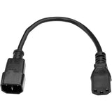 StarTech.com 6ft (1.8m) Heavy Duty Extension Cord, IEC C14 to IEC C13 Black Extension Cord, 15A 125V, 14AWG, Heavy Gauge Power Cable