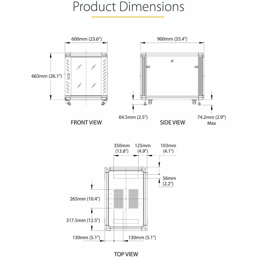 StarTech.com 4-Post 12U Server Rack Cabinet, 19" Data Rack Cabinet for Computer / IT Equipment, Home Network Rack, Half Height Server Rack