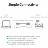 StarTech.com USB to Serial Adapter - Null Modem - FTDI USB UART Chip - DB9 (9-pin) - USB to RS232 Adapter