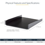 Étagère pour rack de serveur 2U StarTech.com - Plateau de montage en rack cantilever fixe de 55,9 cm de profondeur pour boîtier de données/audiovisuel/réseau de 48,3 cm (19 pouces) avec écrous cage et vis