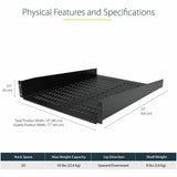 Étagère de montage en rack ventilée StarTech.com 2U 56 cm - Plateau de montage en rack fixe anti-levier de 56 cm de profondeur pour étagère d'armoire serveur - 23 kg