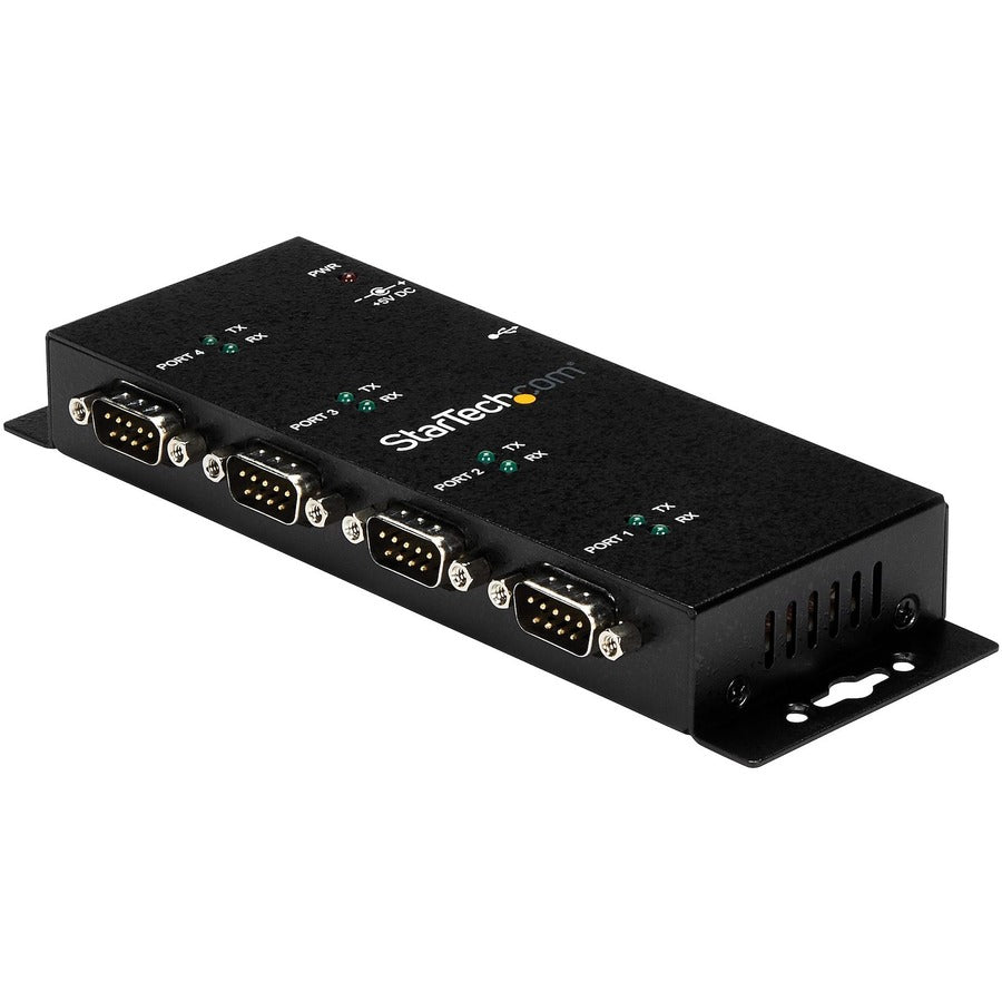 StarTech.com USB to Serial Adapter Hub - 4 Port - Industrial - Wall Mount - Din Rail - COM Port Retention - FTDI USB Serial