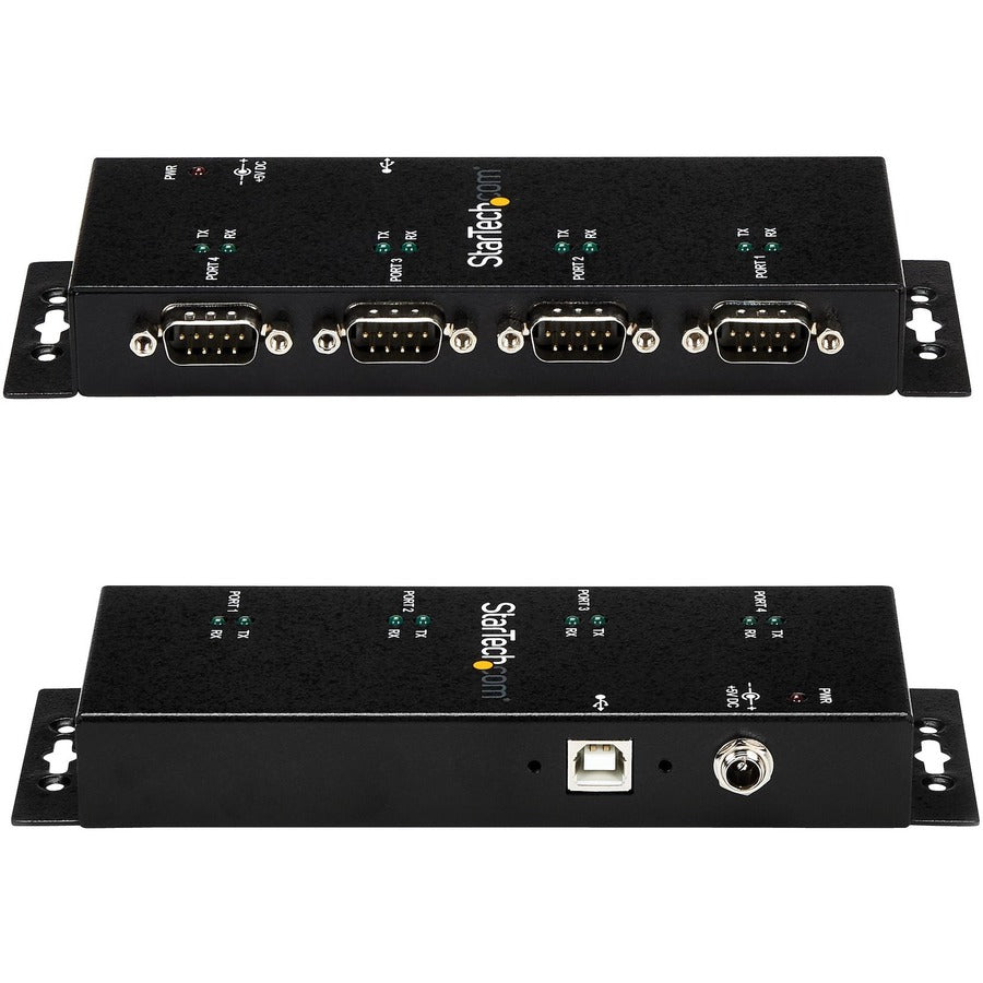 StarTech.com USB to Serial Adapter Hub - 4 Port - Industrial - Wall Mount - Din Rail - COM Port Retention - FTDI USB Serial