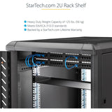 StarTech.com 2U Server Rack Cabinet Shelf - Fixed 18" Deep Cantilever Rackmount Tray for 19" Data/AV/Network Enclosure - Weight Cap. 125lbs/56kg