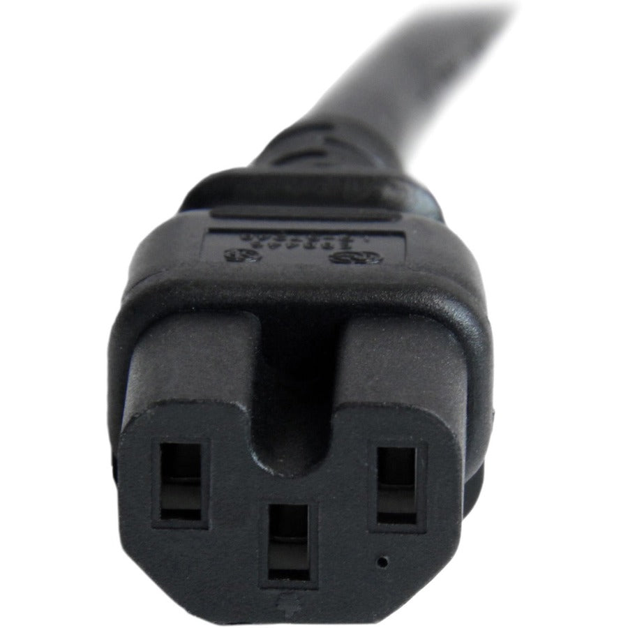 StarTech.com 6ft (1.8m) Heavy Duty Extension Cord, IEC C14 to IEC C15 Black Extension Cord, 15A 250V, 14AWG, Heavy Gauge Power Cable