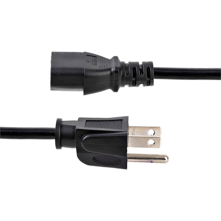 StarTech.com 12ft (3.6m) Computer Power Cord, NEMA 5-15P to C13, 10A 125V 18AWG, Black Replacement AC PC Power Cord TV/Monitor Power Cable