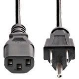 StarTech.com 12ft (3.6m) Computer Power Cord, NEMA 5-15P to C13, 10A 125V 18AWG, Black Replacement AC PC Power Cord TV/Monitor Power Cable