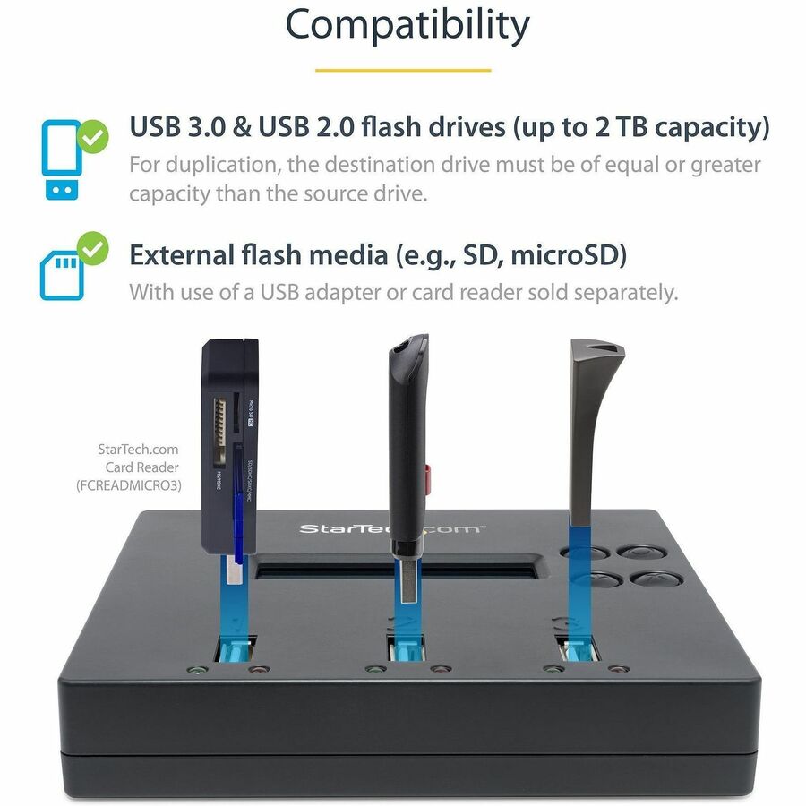 StarTech.com Standalone 1 to 2 USB Thumb Drive Duplicator/Eraser, Multiple USB Flash Drive Copier/Cloner, Sector-by-Sector Copy, Sanitizer