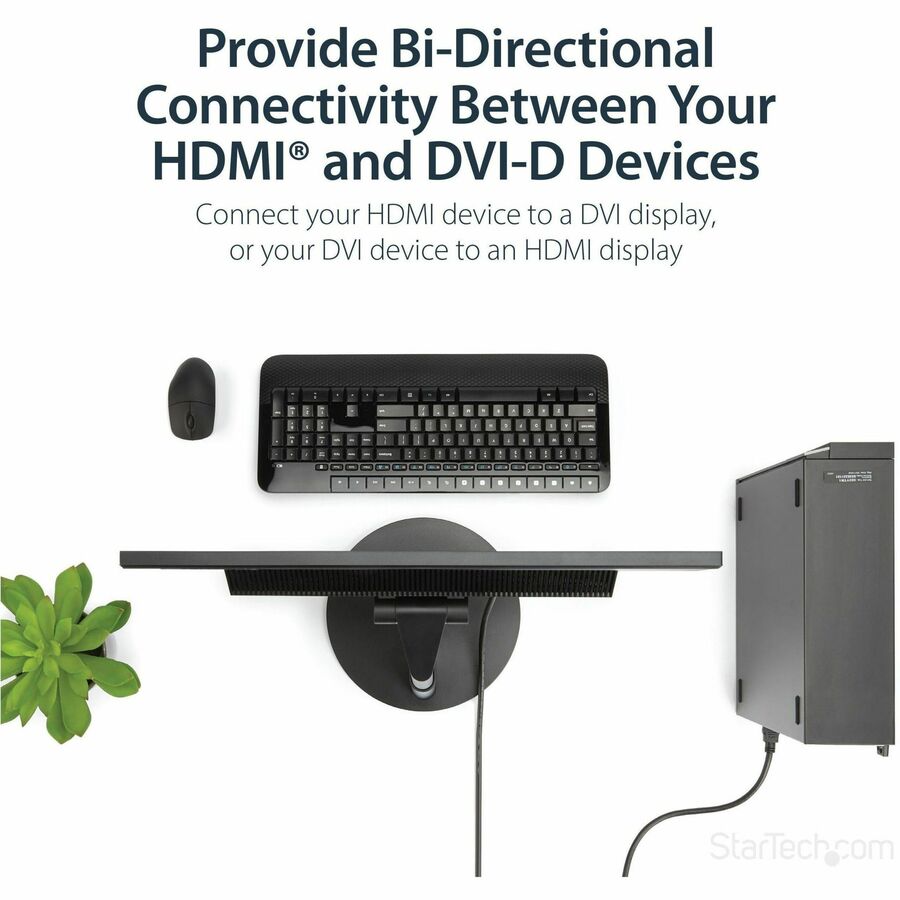 StarTech.com HDMI to DVI Cable - 6 ft / 2m - HDMI to DVI-D Cable - HDMI Monitor Cable - HDMI to DVI Adapter Cable