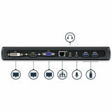 Station d'accueil USB 3.0 pour ordinateur portable StarTech.com, double écran, HDMI et DVI/VGA, 3 hubs USB-A, GbE, audio, station d'accueil USB-A universelle, Windows/Mac, TAA