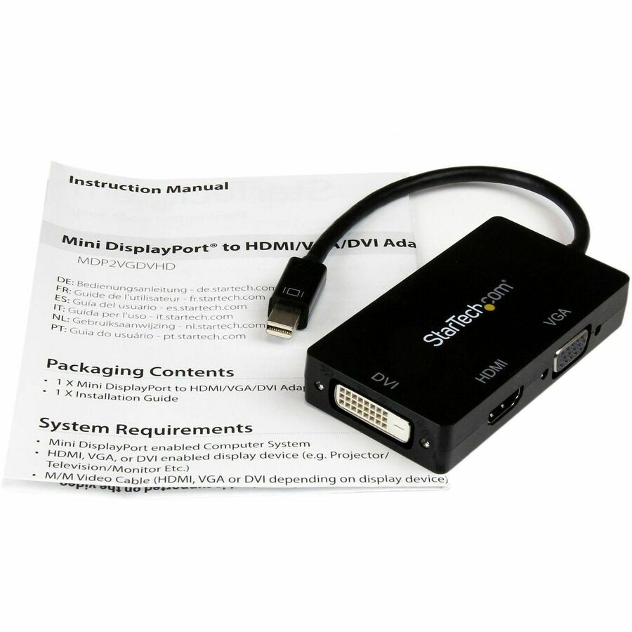 Adaptateur Mini DisplayPort StarTech.com - 3-en-1 - 1080p - Adaptateur pour écran - Hub adaptateur Mini DP vers HDMI/VGA/DVI